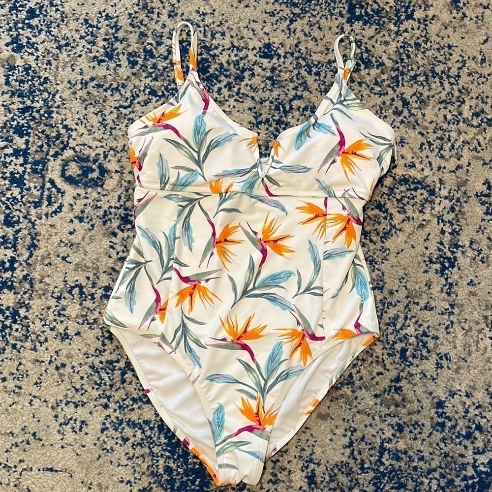 Mynah color wash floral one piece swimsuit